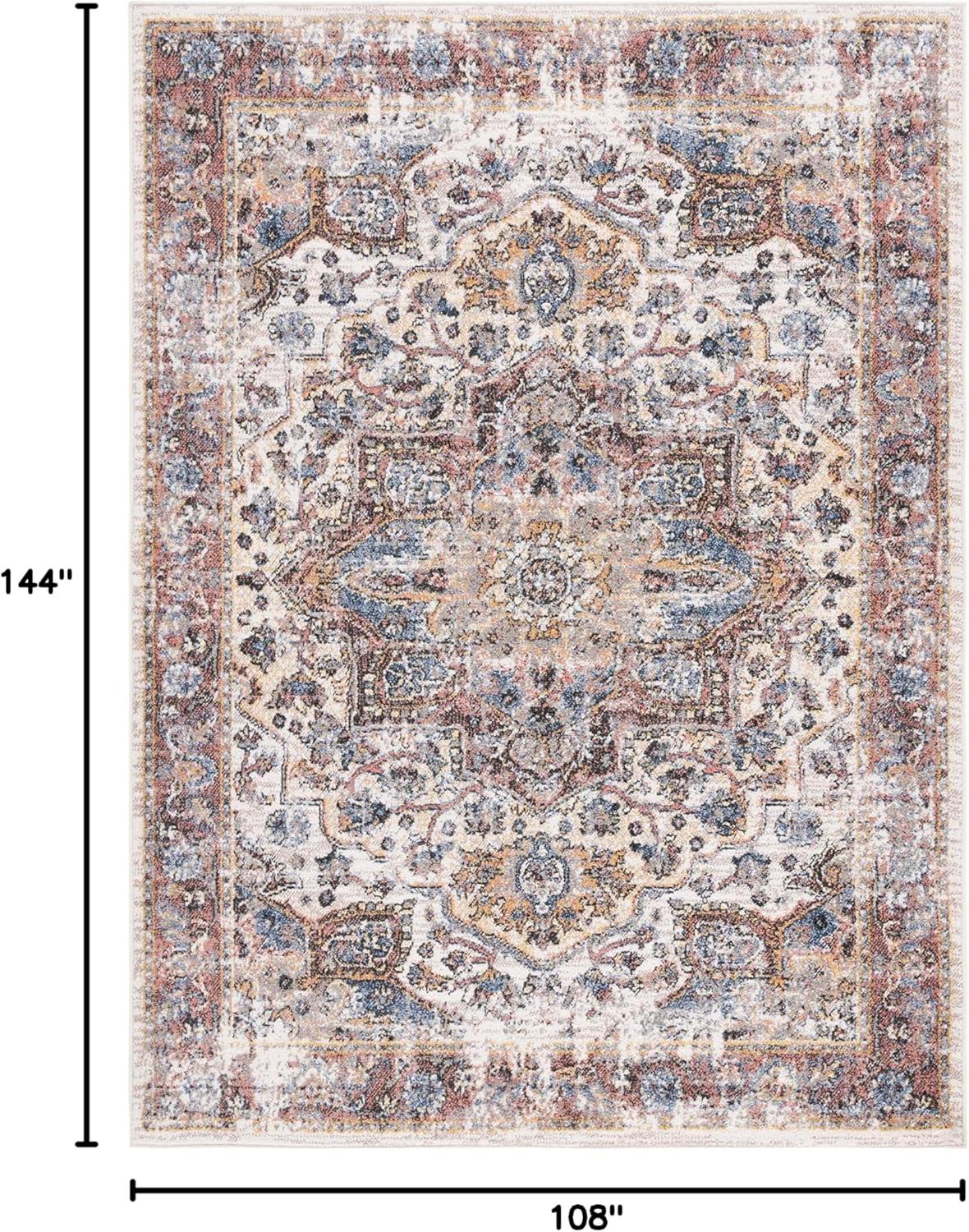 Astoria ASA402 Power Loomed Indoor Area Rug - Ivory/Blue Rust - 9'x12' - Safavieh