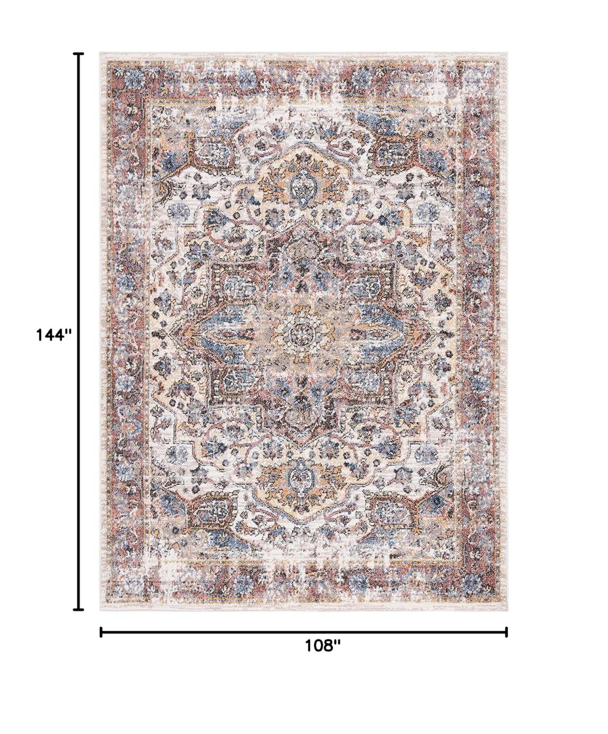 Astoria ASA402 Power Loomed Indoor Area Rug - Ivory/Blue Rust - 9'x12' - Safavieh