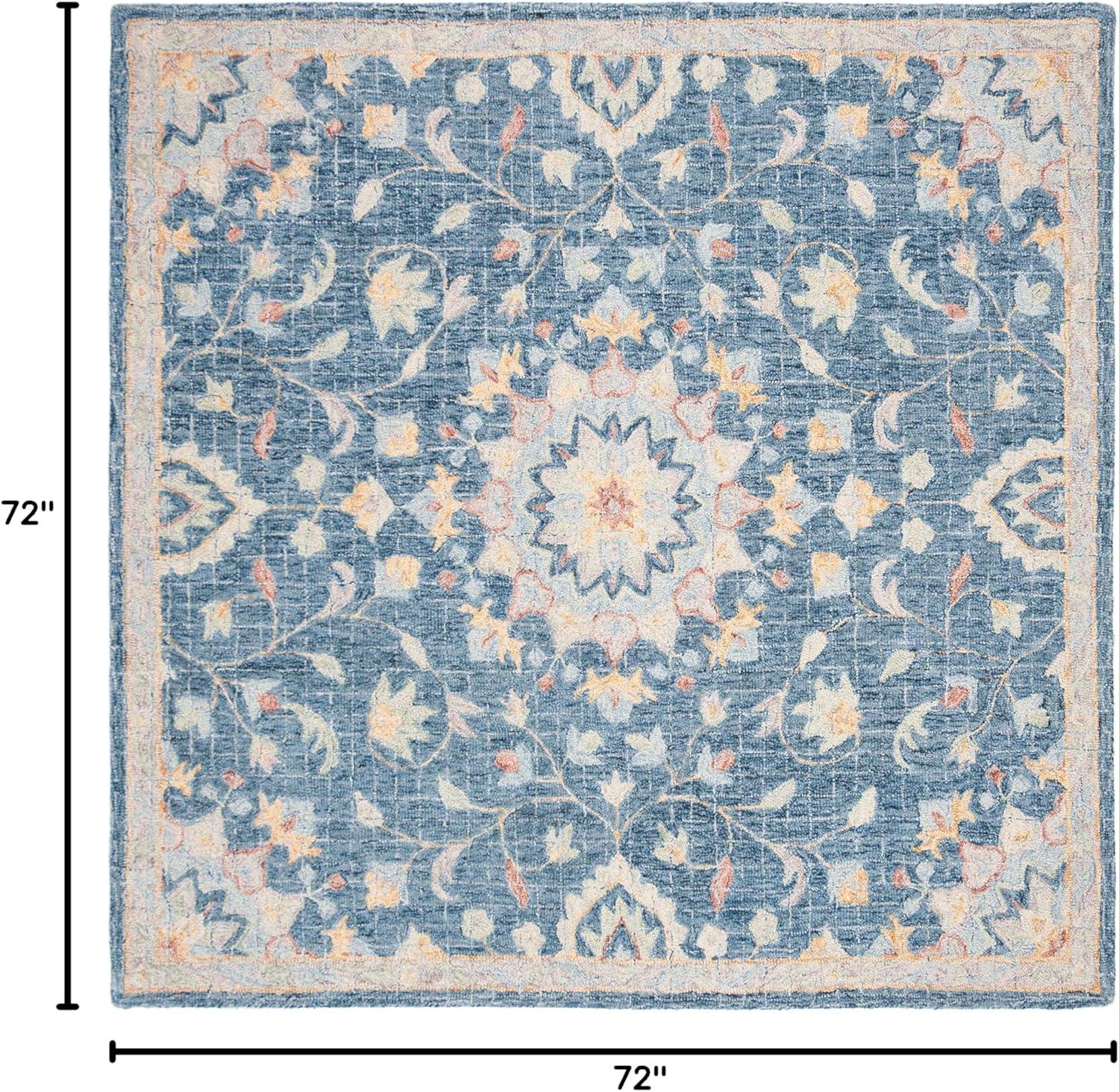 Blossom BLM813 Hand Tufted Area Rug - Navy/Multi - 6'x6' - Safavieh.