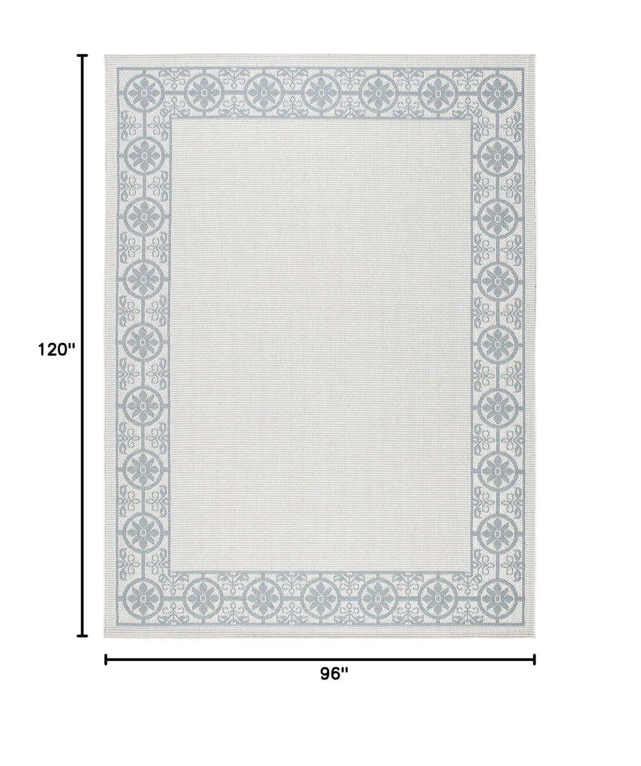 SAFAVIEH Bermuda Zoey Floral Bordered Indoor/Outdoor Area Rug Ivory/Light Blue, 8' x 10'