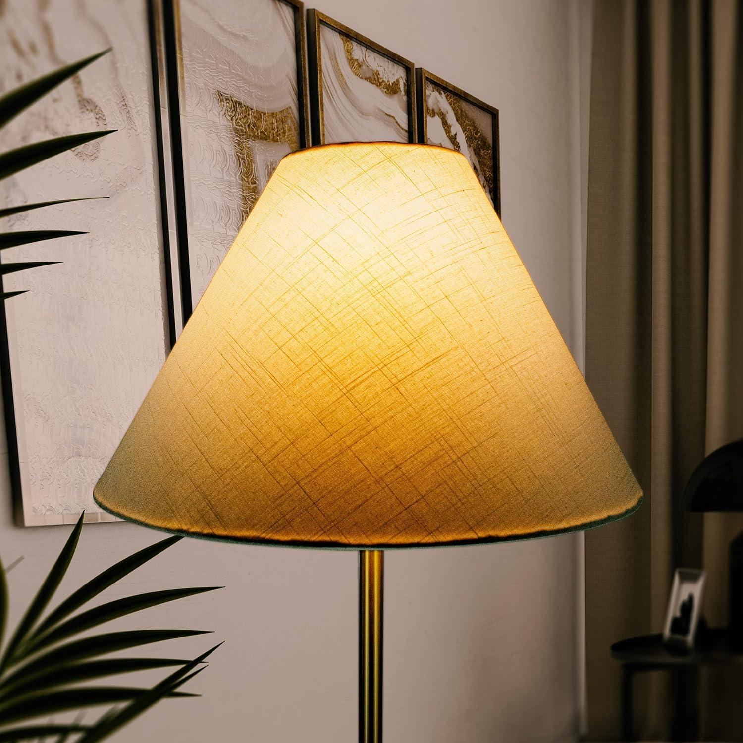 Brightech Mika – Free Standing Classic Floor Lamp – Elegant Tall Pole Lamp for Living Room or Bedroom – Mid-Century Modern Stand Up Lamp with A-Line Open Shade and LED Bulb – Gold/Antique Brass