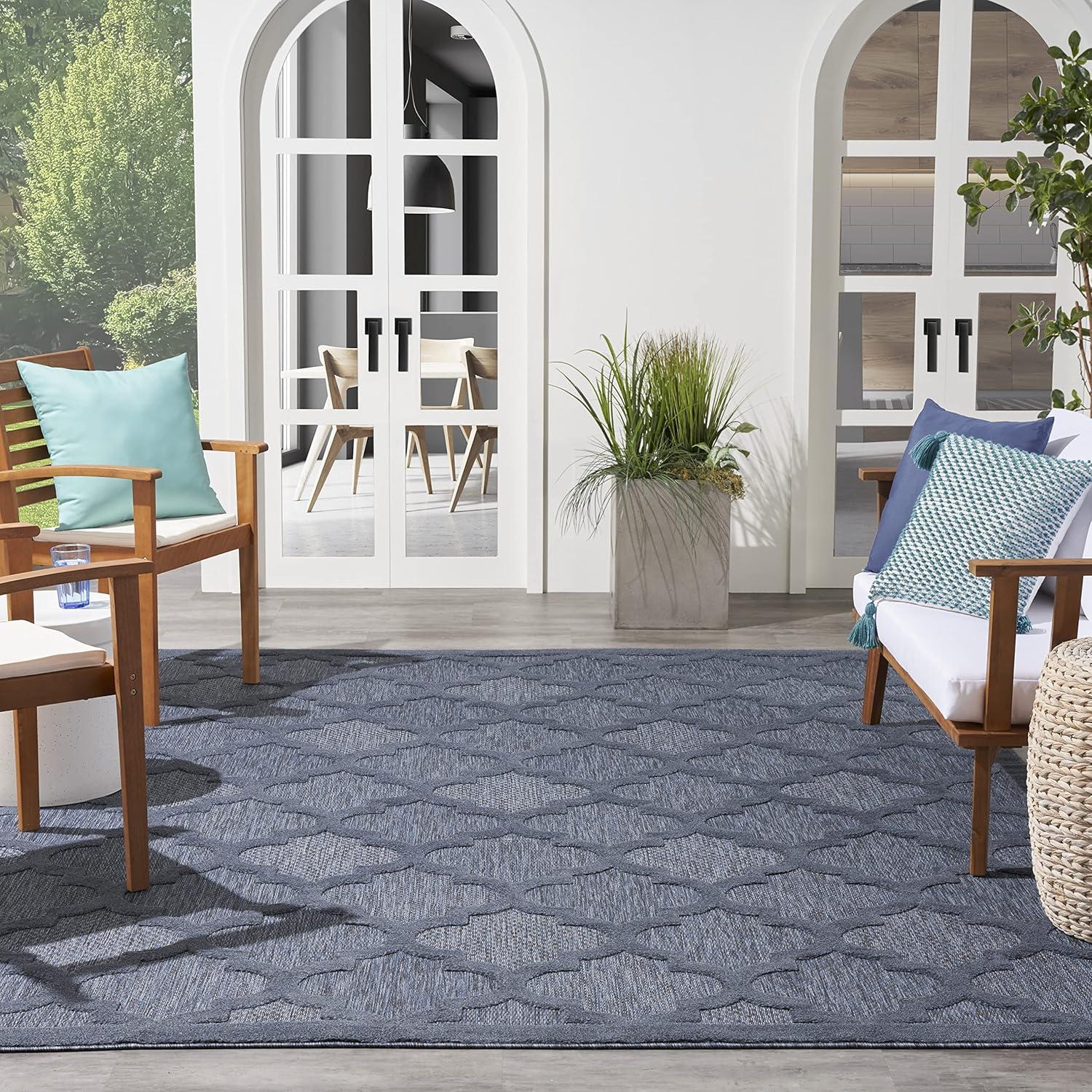 Nourison Easy Care 7' x 10' Navy Blue Indoor/Outdoor Rug