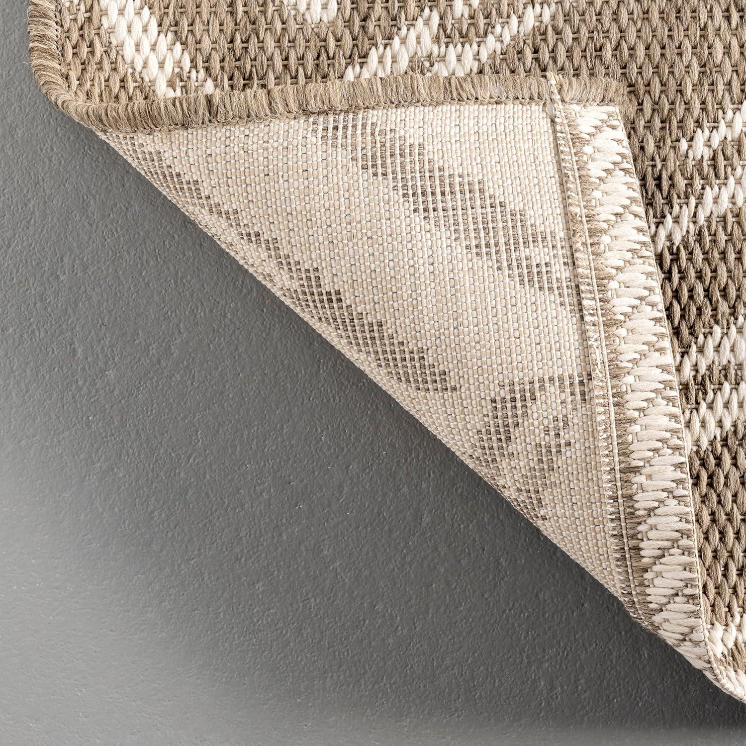Nuloom Macklin Herringbone 8x11 Indoor/Outdoor Area Rug for Living Room Patio Deck Front Porch Kitchen, Brown/Ivory