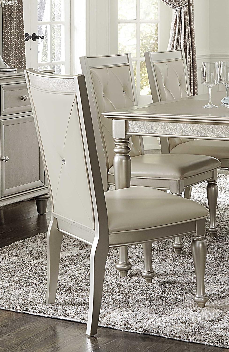 Elegant Pearl White Faux Leather Upholstered Side Chair