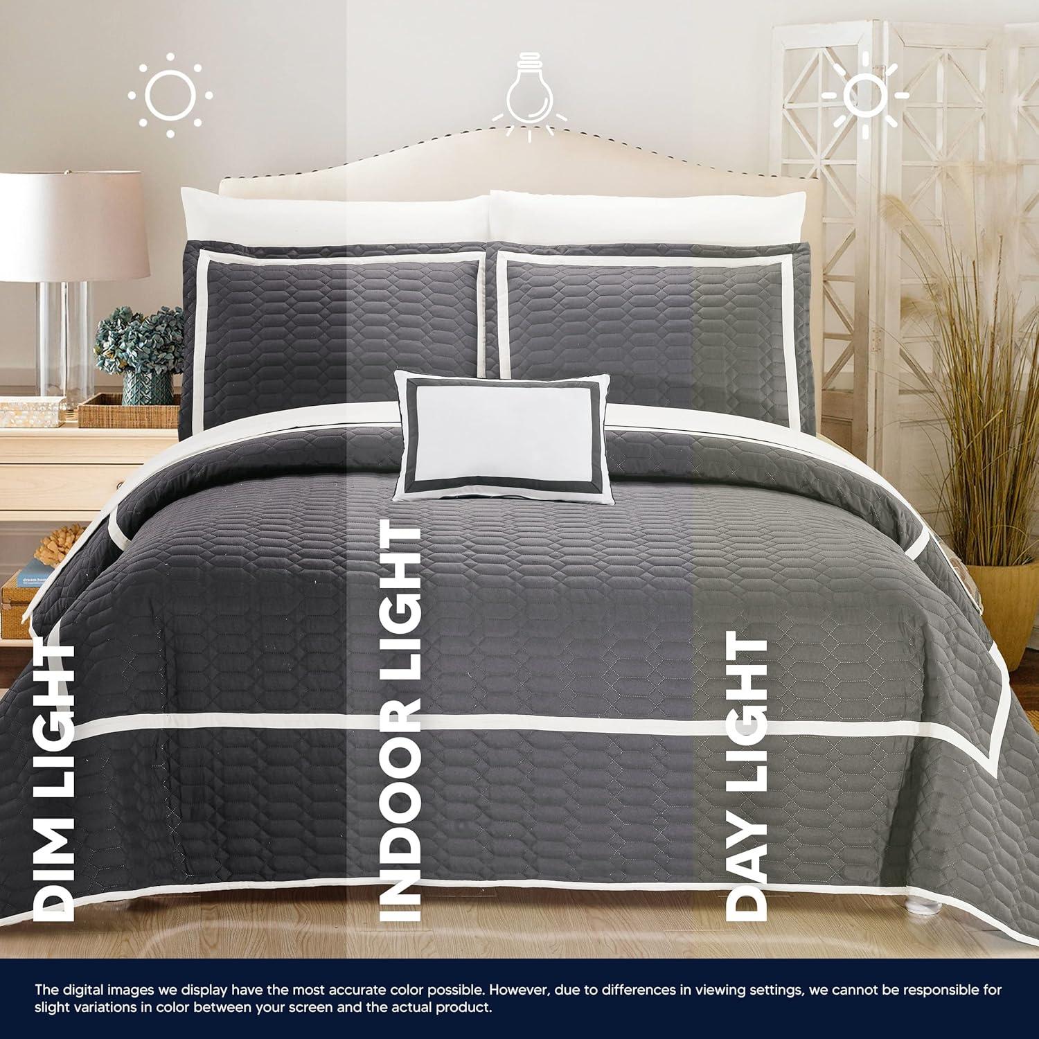 Chic Home 8 Piece Mesa Quilt Cover Set, Queen, Grey