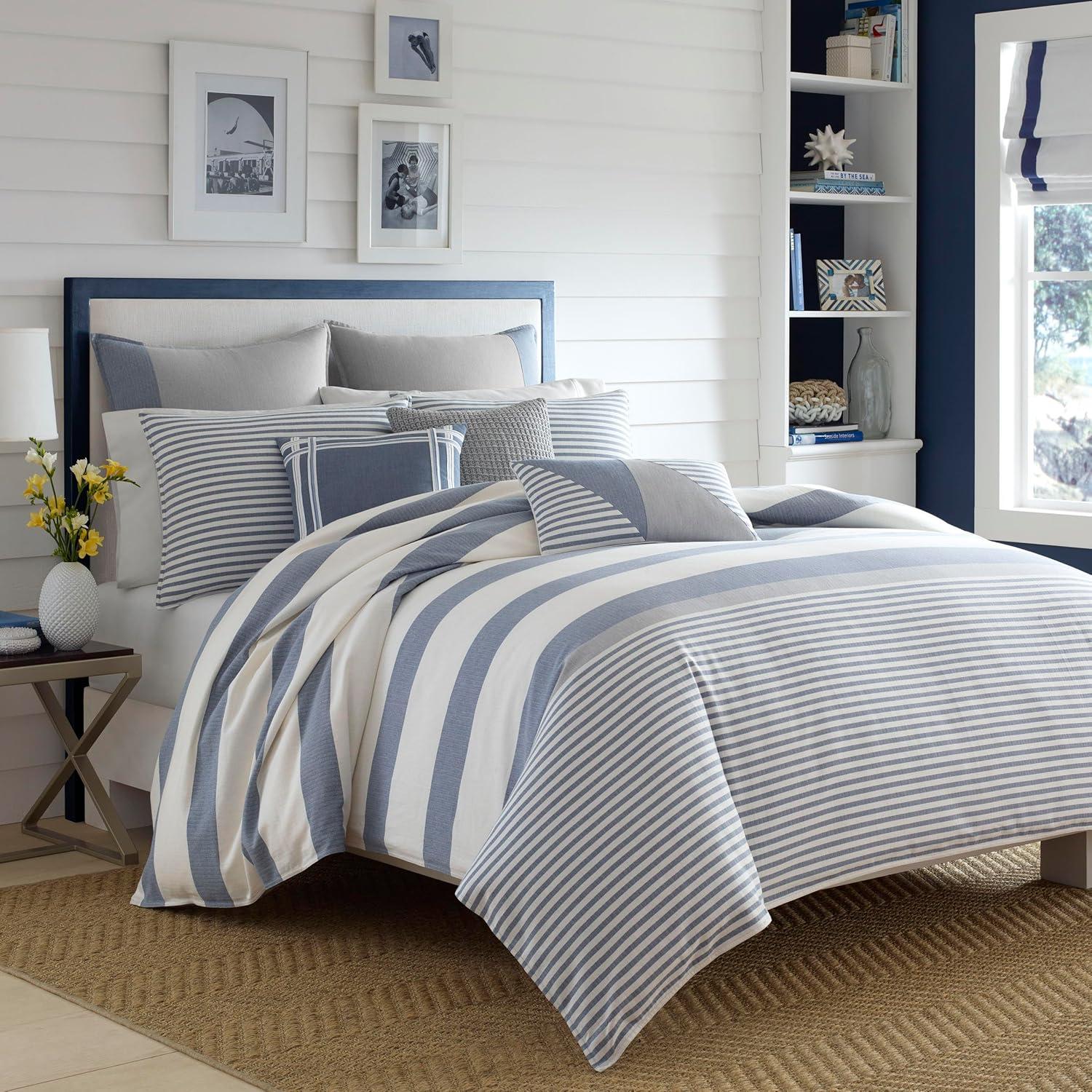 Nautica Nautica Fairwater Blue Cotton Reversible Comforter Set