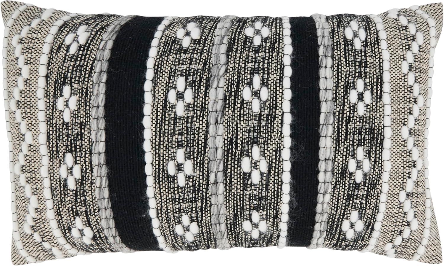 Black and White Rectangular Cotton Down Throw Pillow