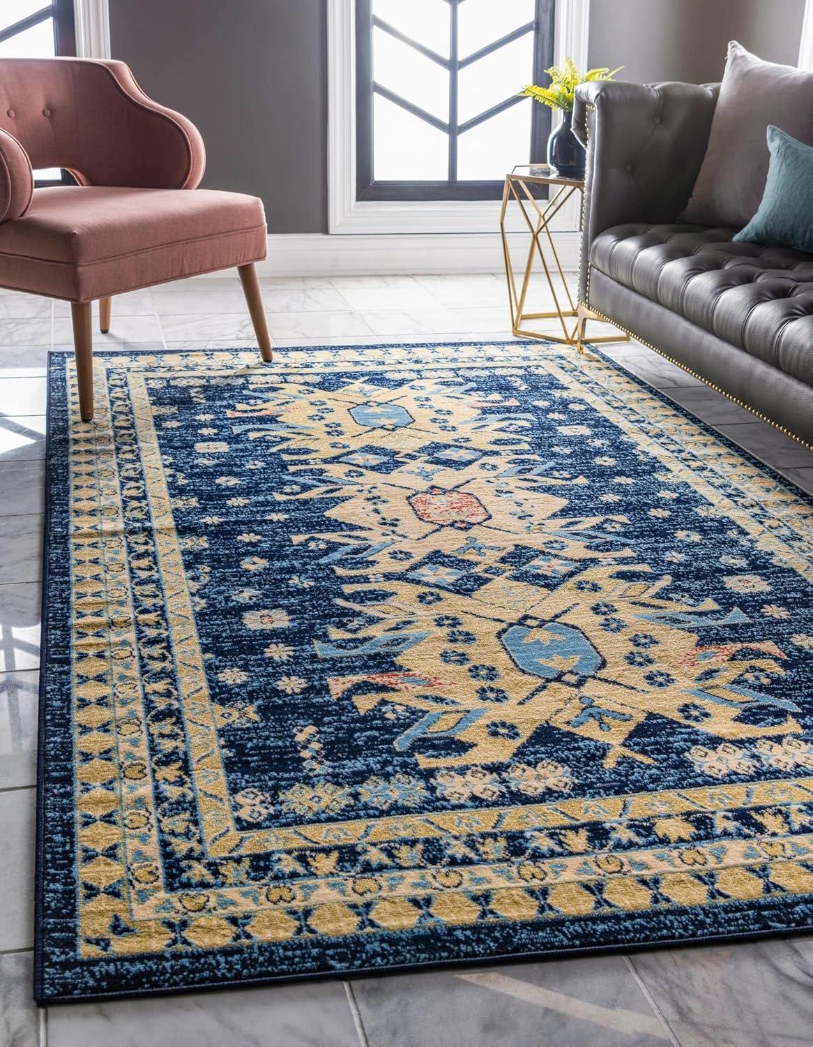 Unique Loom 7' 1 x 10' 0 Navy Blue Taftan Oasis Area Rug