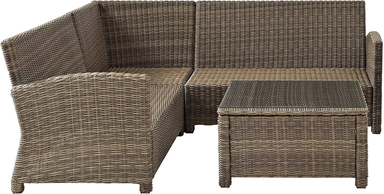 Weathered Brown 4-Piece Steel Outdoor Sectional Sofa Set