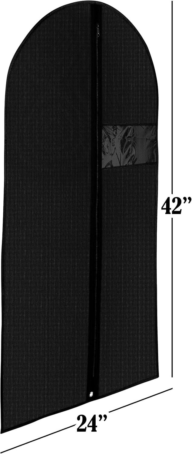 Fabric Garment Bag 42 Inch - Pack of 2 Hanging Clothing Storage Bags for Closet or Travel - Suit, Dress, Gown & Coat Protector with Zipper & Window - Dust Free Garment Covers