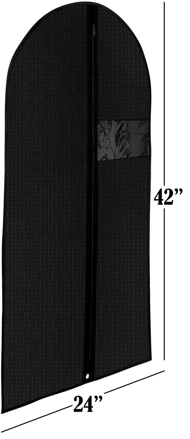 Fabric Garment Bag 42 Inch - Pack of 2 Hanging Clothing Storage Bags for Closet or Travel - Suit, Dress, Gown & Coat Protector with Zipper & Window - Dust Free Garment Covers