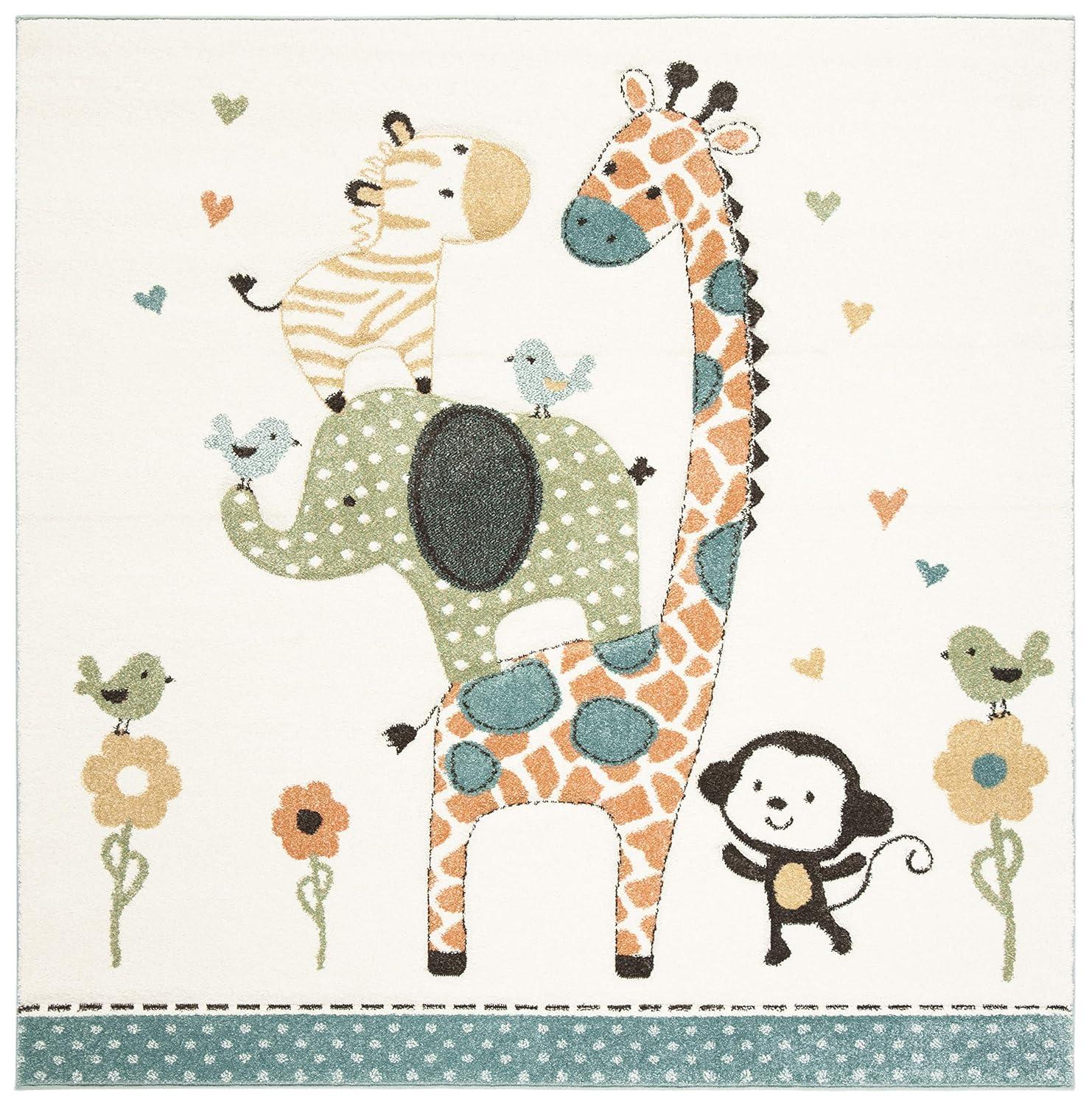 Carousel Kids  CRK120 Loomed Indoor Area Rug - Ivory - 4'x4' - Safavieh