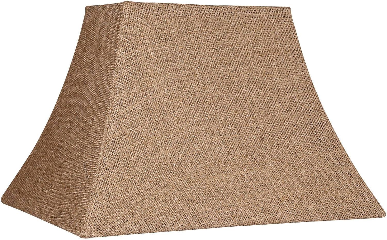 Springcrest Natural Burlap Medium Rectangle Lamp Shade 8" Wide x 5" Deep at Top and 14" Wide x 11" Deep at Bottom and 10" Slant x 9" Height (Spider)