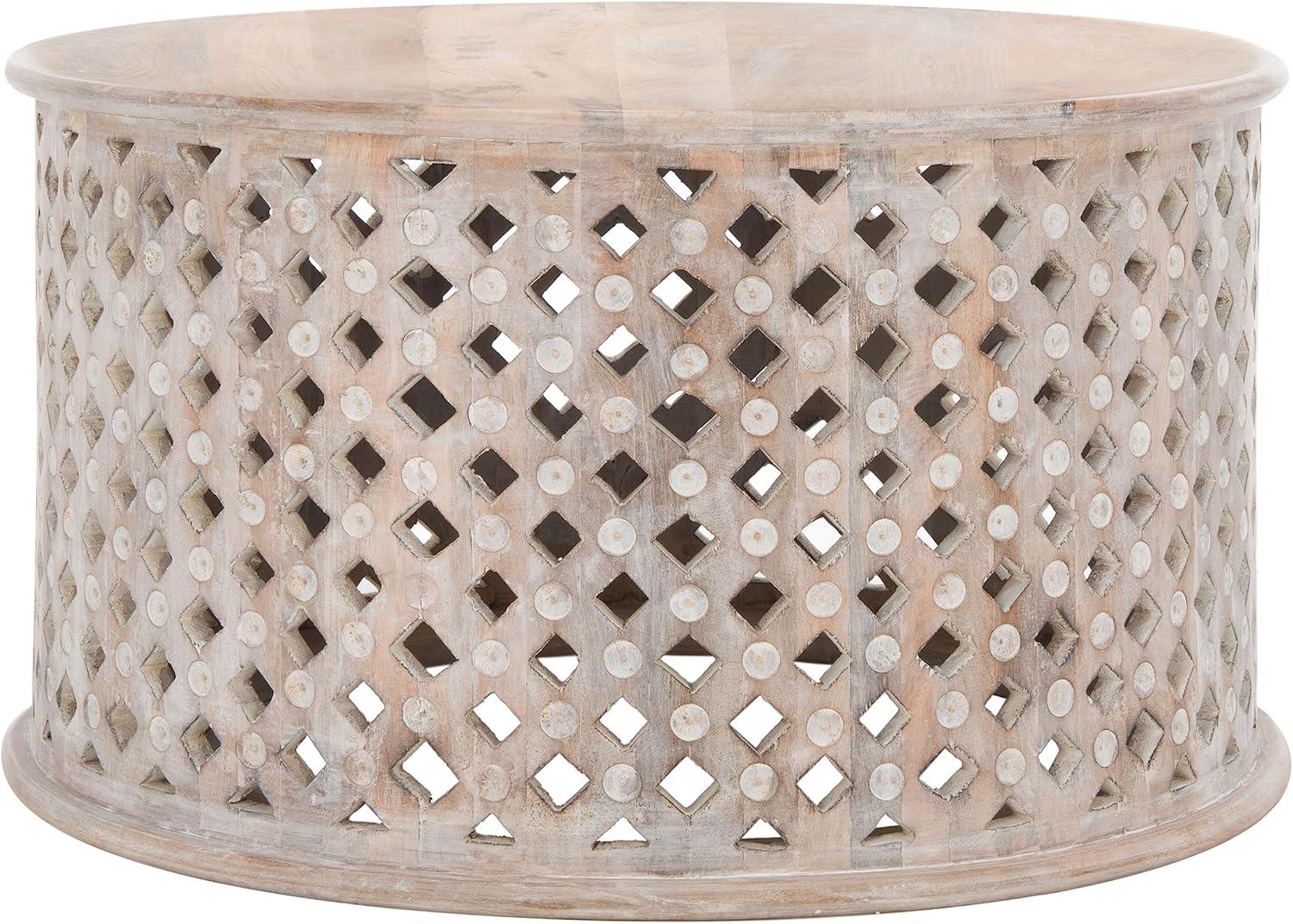 SAFAVIEH Kyrith Rustic Round Coffee Table, Burnt Natural