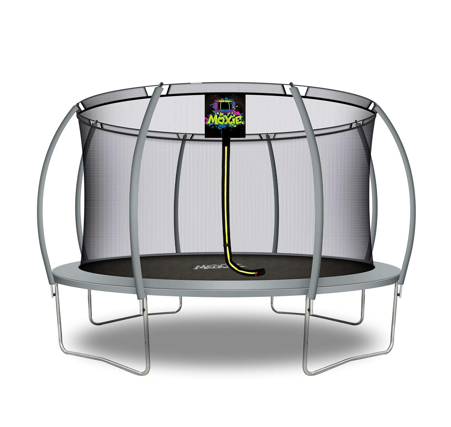 Moxie Machrus Moxie Pumpkin-Shaped Outdoor Trampoline Set with Top-Ring Frame Safety Enclosure, 14 FT