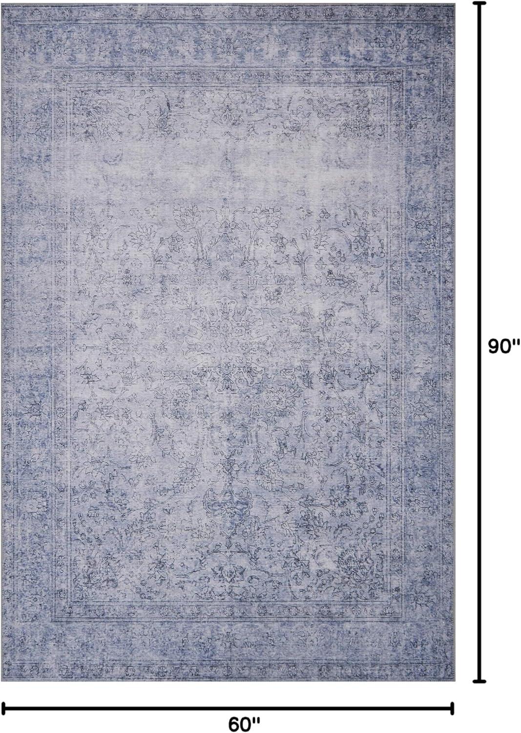 Slate Blue Hand-Knotted Low Pile Area Rug