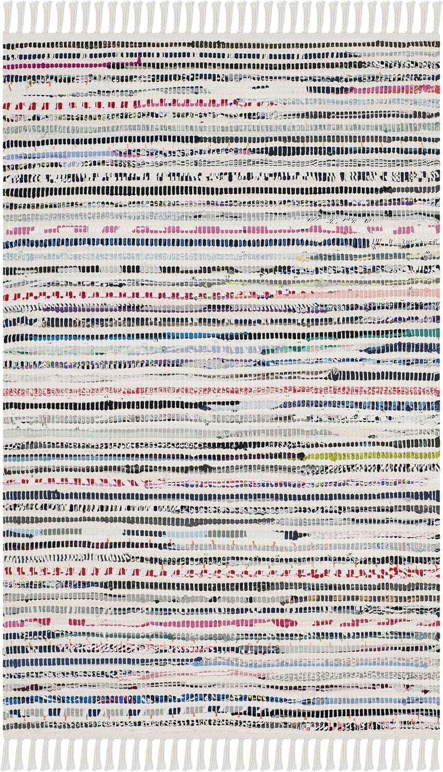 Rag Rug RAR125 Hand Woven Indoor Area Rug - Ivory/Multi - 8'x10' - Safavieh.