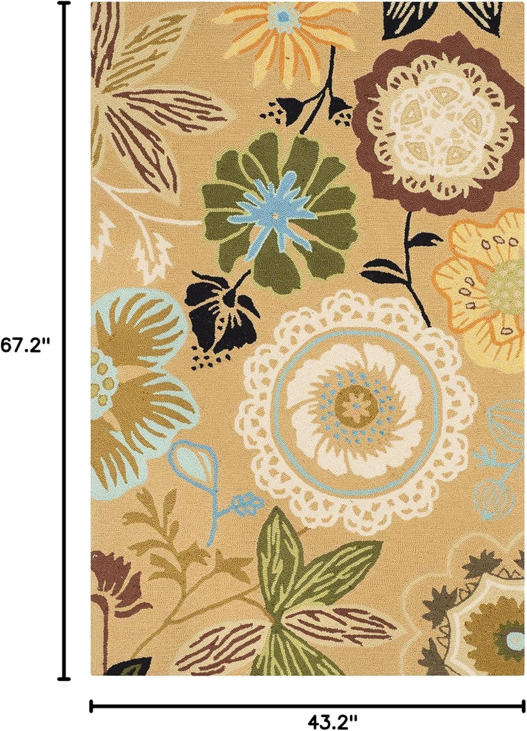 Four Seasons FRS472 Hand Hooked Area Rug - Taupe/Multi - 3'6"x5'6" - Safavieh.