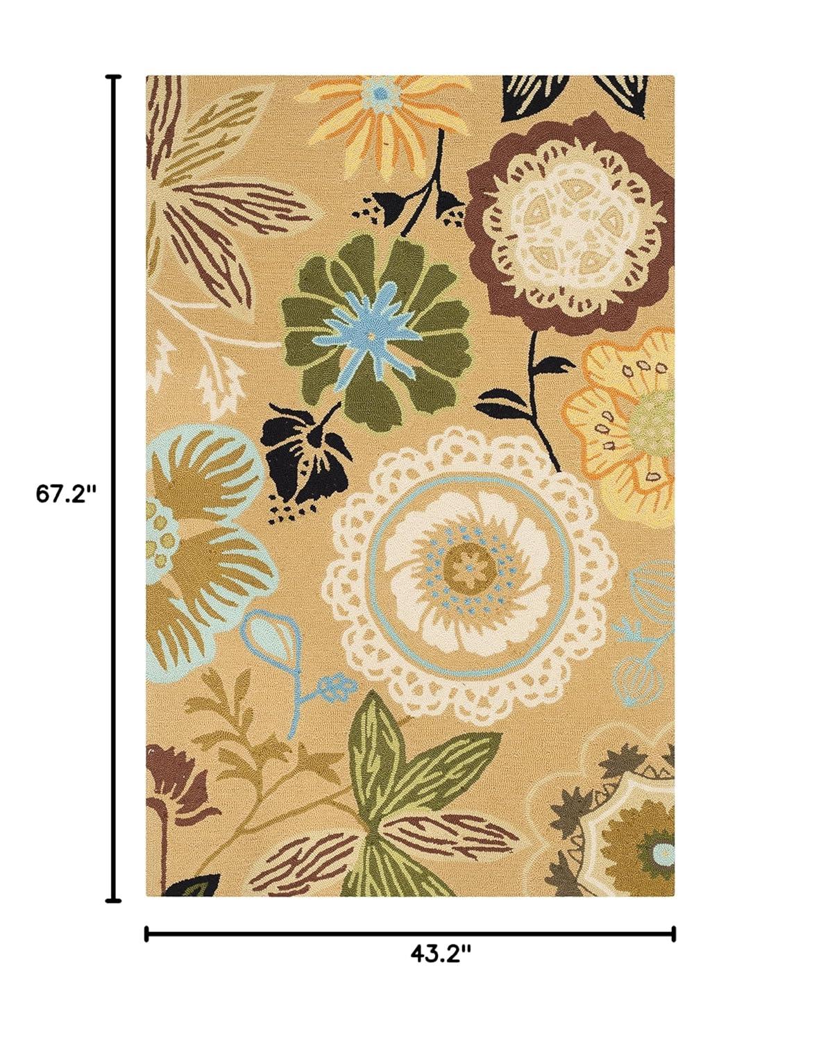 Four Seasons FRS472 Hand Hooked Area Rug - Taupe/Multi - 3'6"x5'6" - Safavieh.
