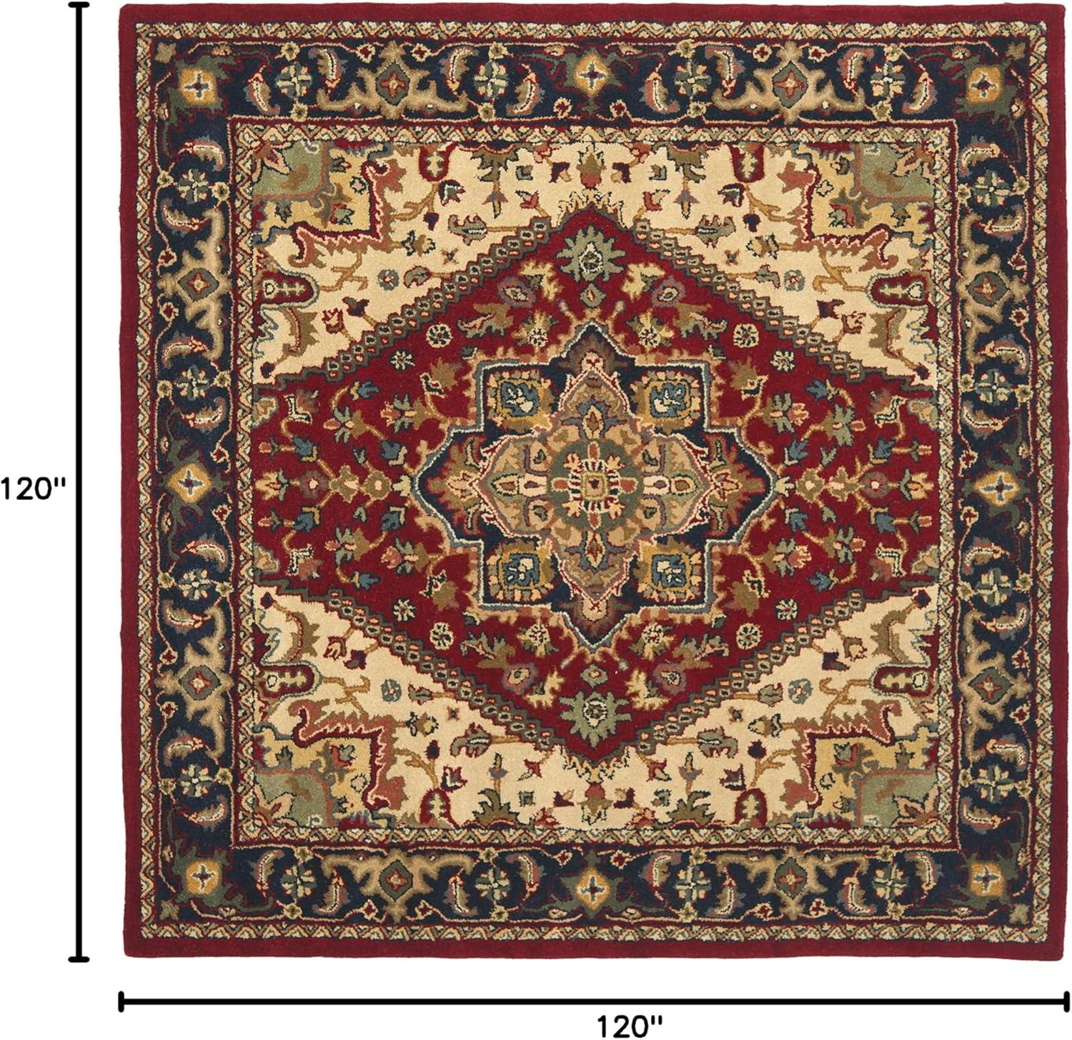SAFAVIEH Heritage York Oriental Wool Area Rug, Red, 10' x 10' Square