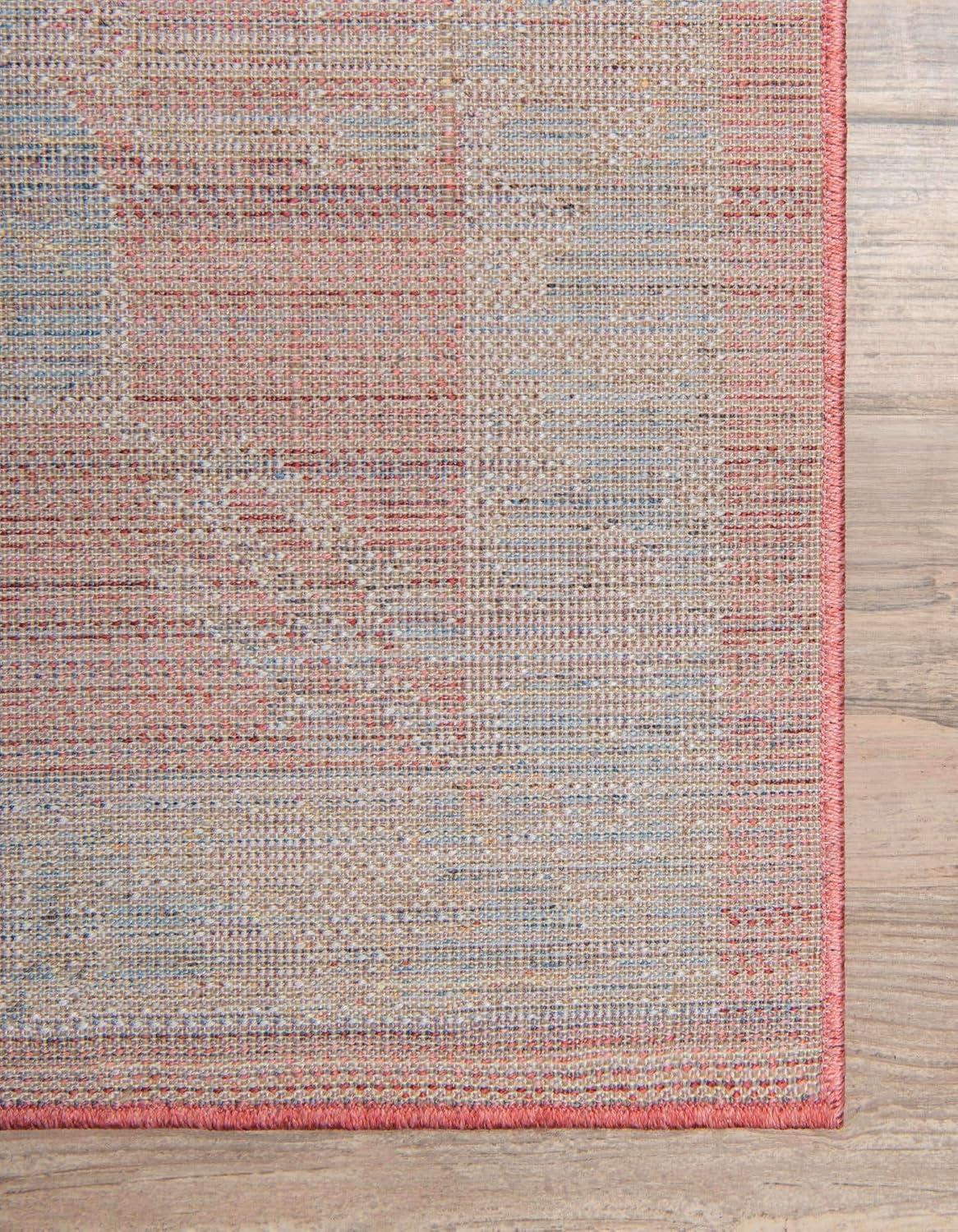 Unique Loom Williamsburg Brighton Rug Red/Beige 8' Square Border Bohemian Perfect For Dining Room Living Room Bed Room