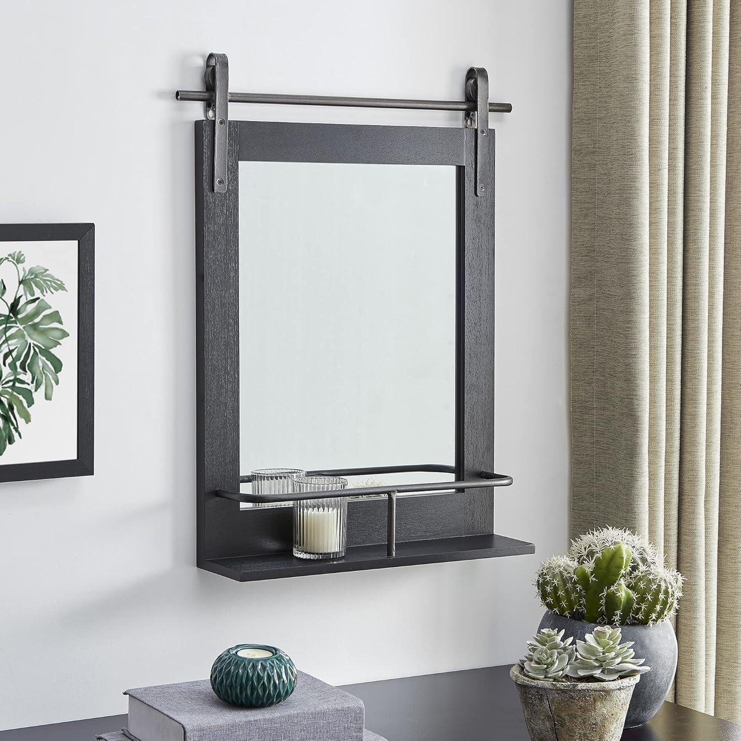 Joss & Main Enora Wood Mirror with Shelves