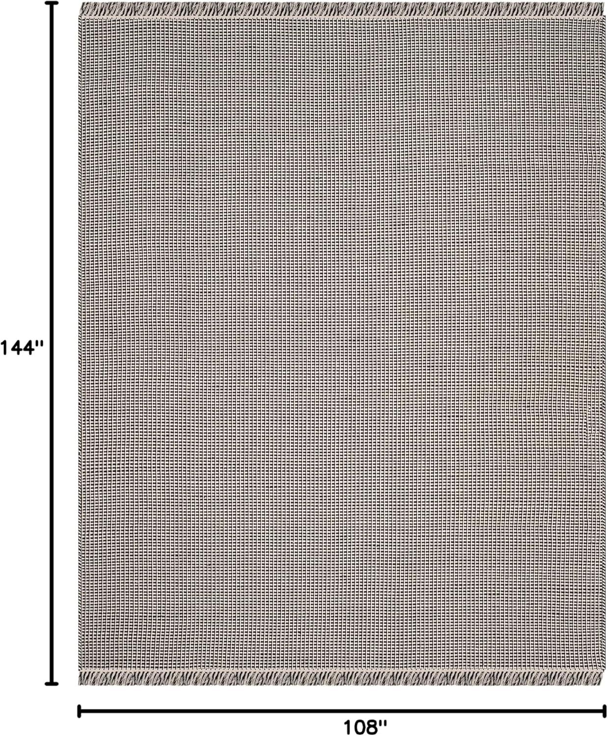 SAFAVIEH Montauk Patton Geometric Cotton Area Rug, Ivory/Black, 9' x 12'