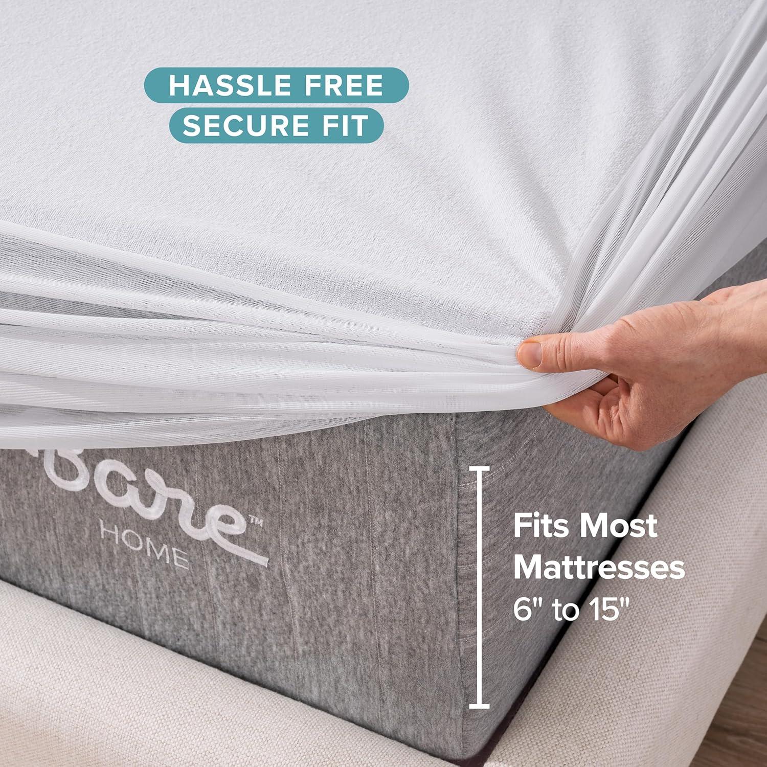 Bare Home Waterproof Fitted Mattress Protector Mattress Protector Case Pack