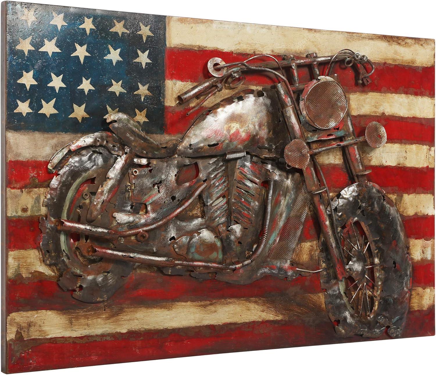 Empire Art Direct Motorcycle Wall Sculpture Mixed Media Iron Hand Painted Dimensional Wall Art