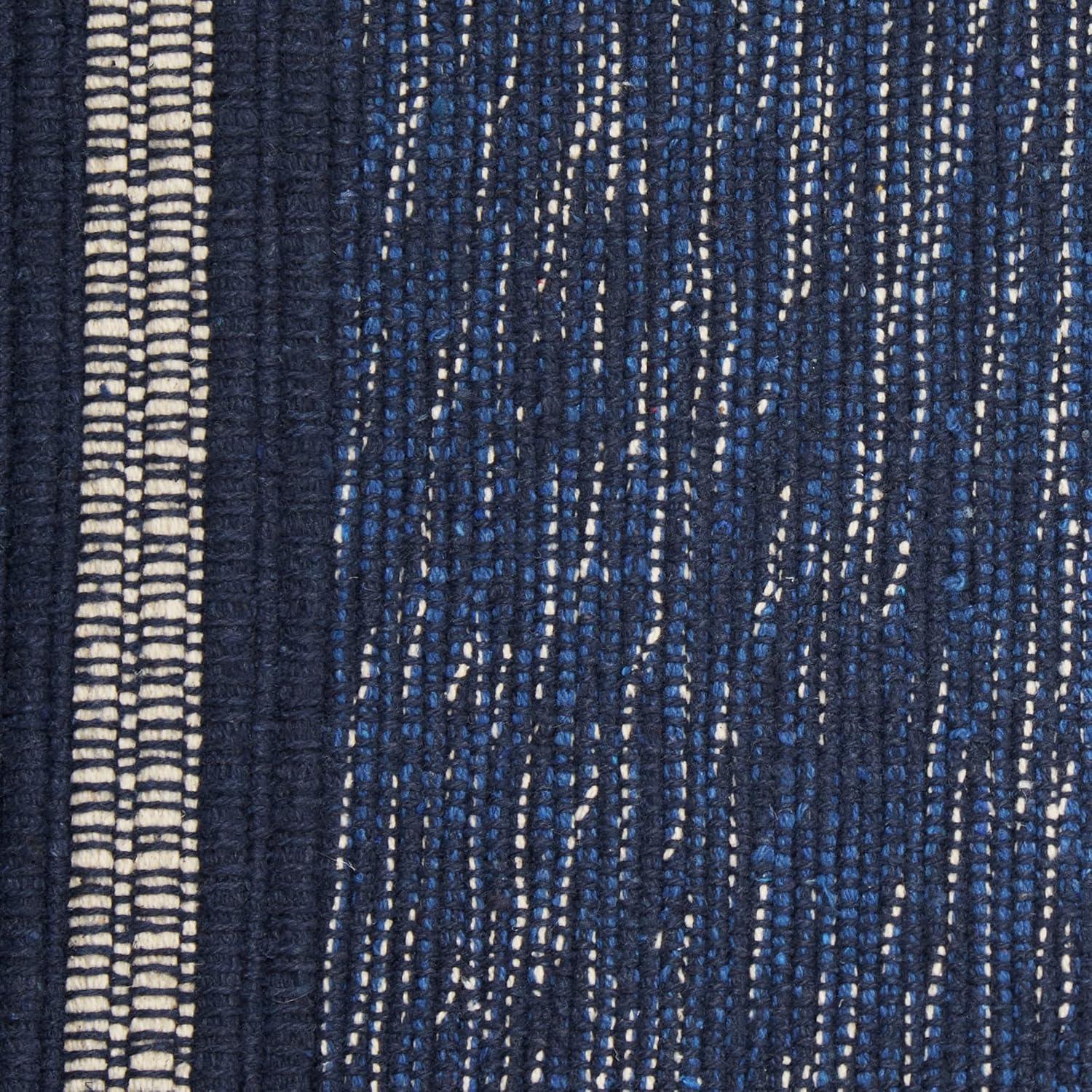 Nautical Blue Variegated Handwoven Fabric Recycled Yarn Rug 2x3 Ft