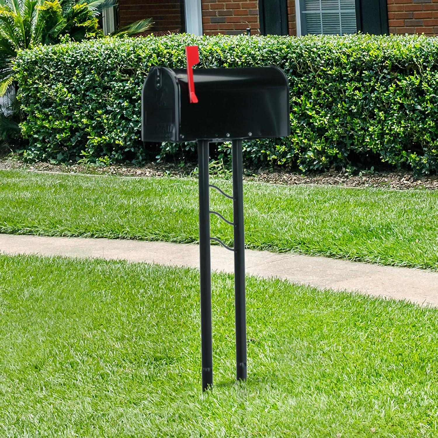 Architectural Mailboxes Mailbox-To-Go All-in-One, Medium, Steel Mailbox & Post Combo, Black, Model #MC11KITBAM