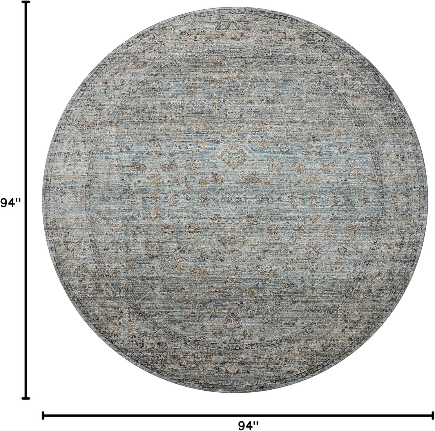 Ocean and Gold Round Synthetic Area Rug 7'-10"