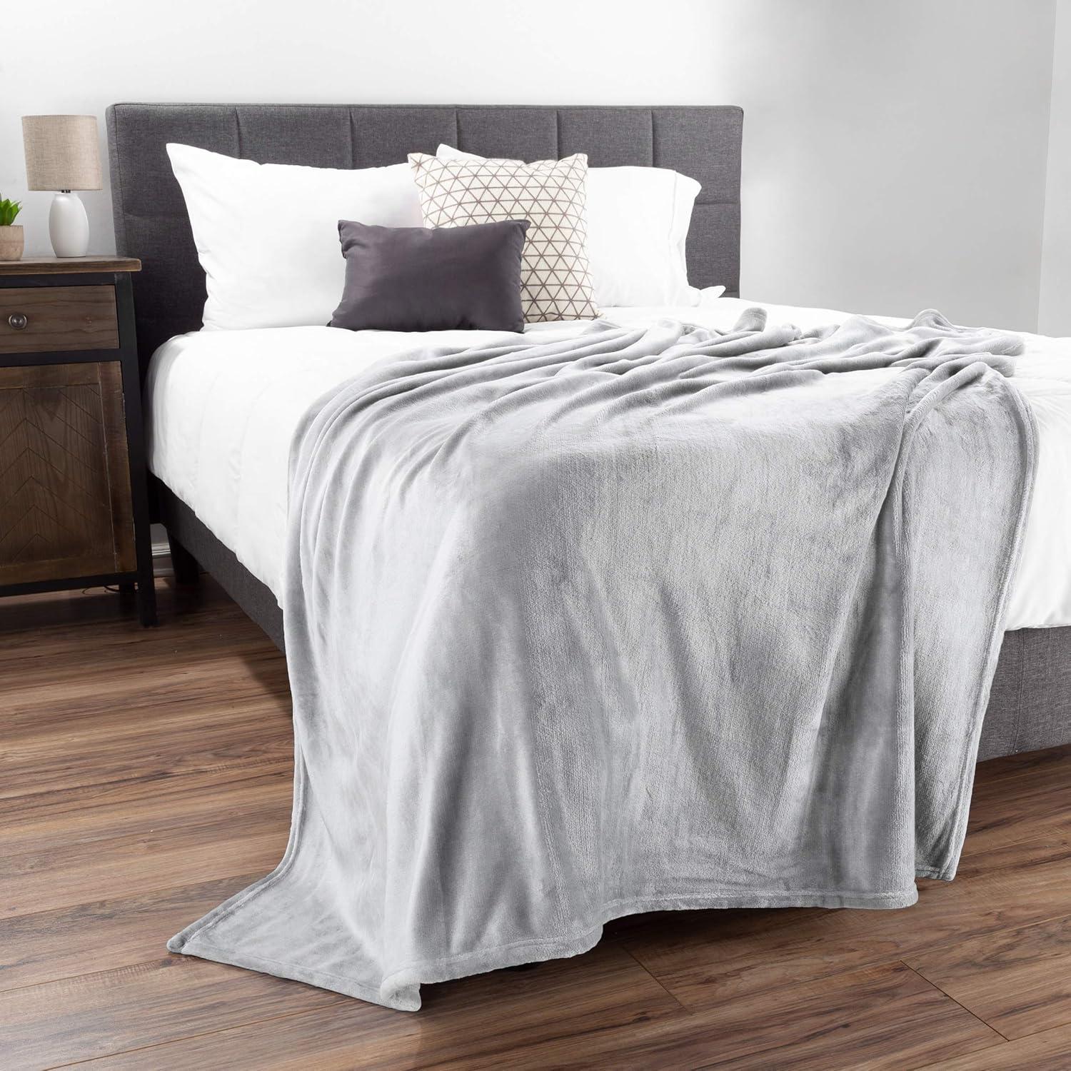 Gray Oversized Plush Microfiber Fleece Throw Blanket