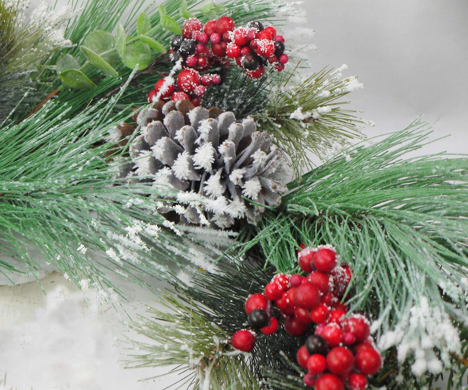 24" PINE/PINE CONE BERRIES WREATH ABN4S003-SNOWRD