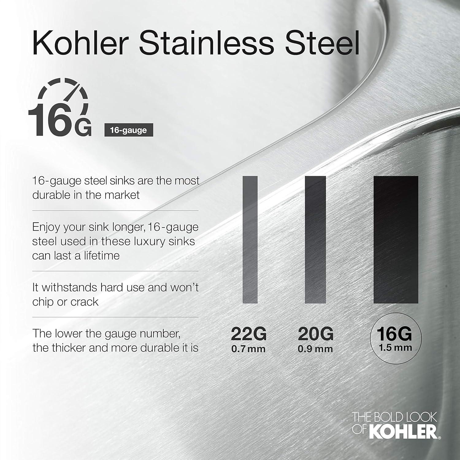 Kohler 8 Degree™ Undermount Bar Sink with Bottom Bowl Rack and Wine Rack K-3671-NA