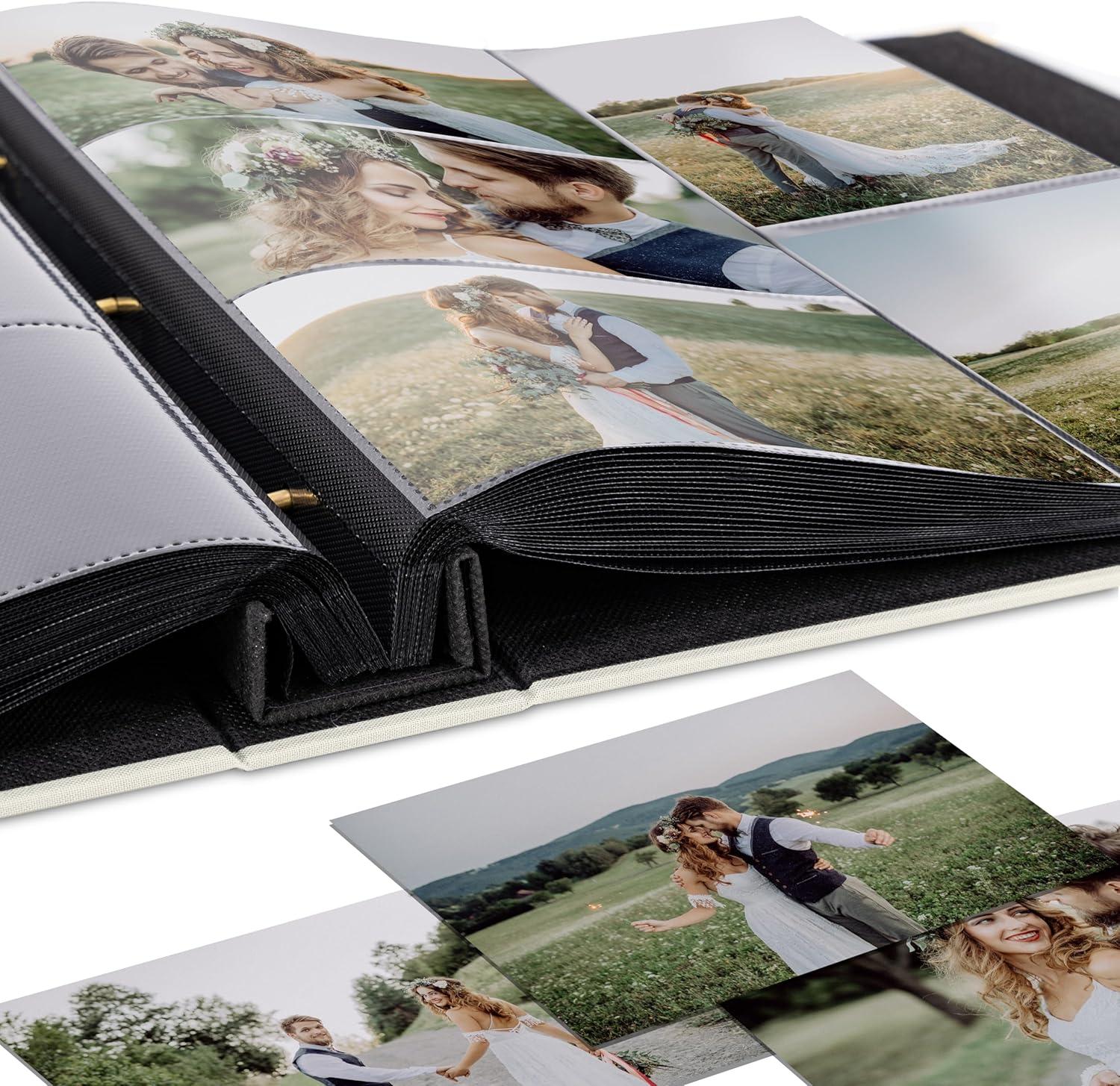 Beautiful Linen Photo Album For 4x6 Photos - Safely Holds Up To 500 Pictures of Unique Memories - The Perfect Large Photo Book To Store All Pictures of Treasured Family, Baby or Wedding Moments
