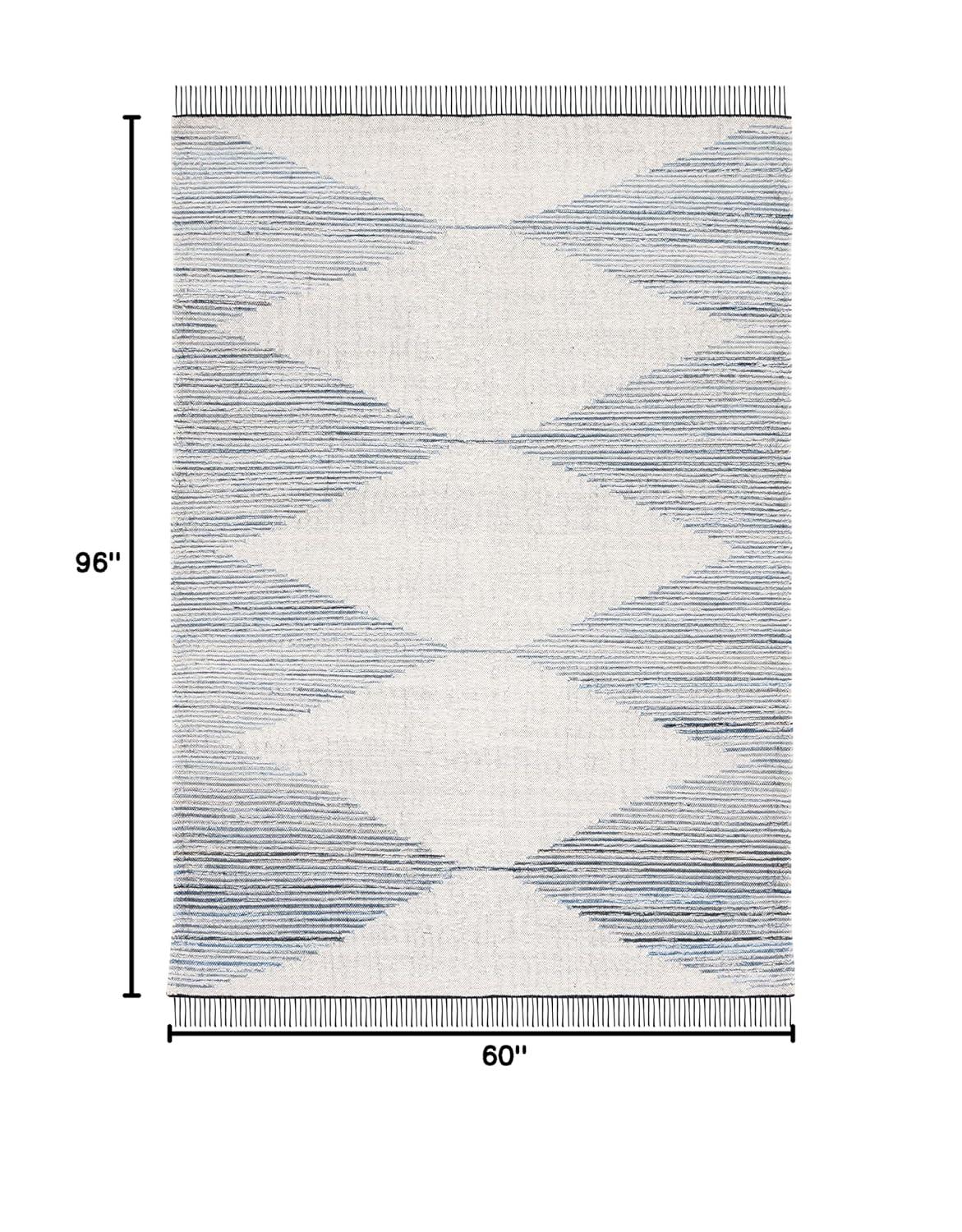 Kilim With Fringes KLM309 Flat Weave Area Rug - Blue/Ivory - 5'x8' - Safavieh