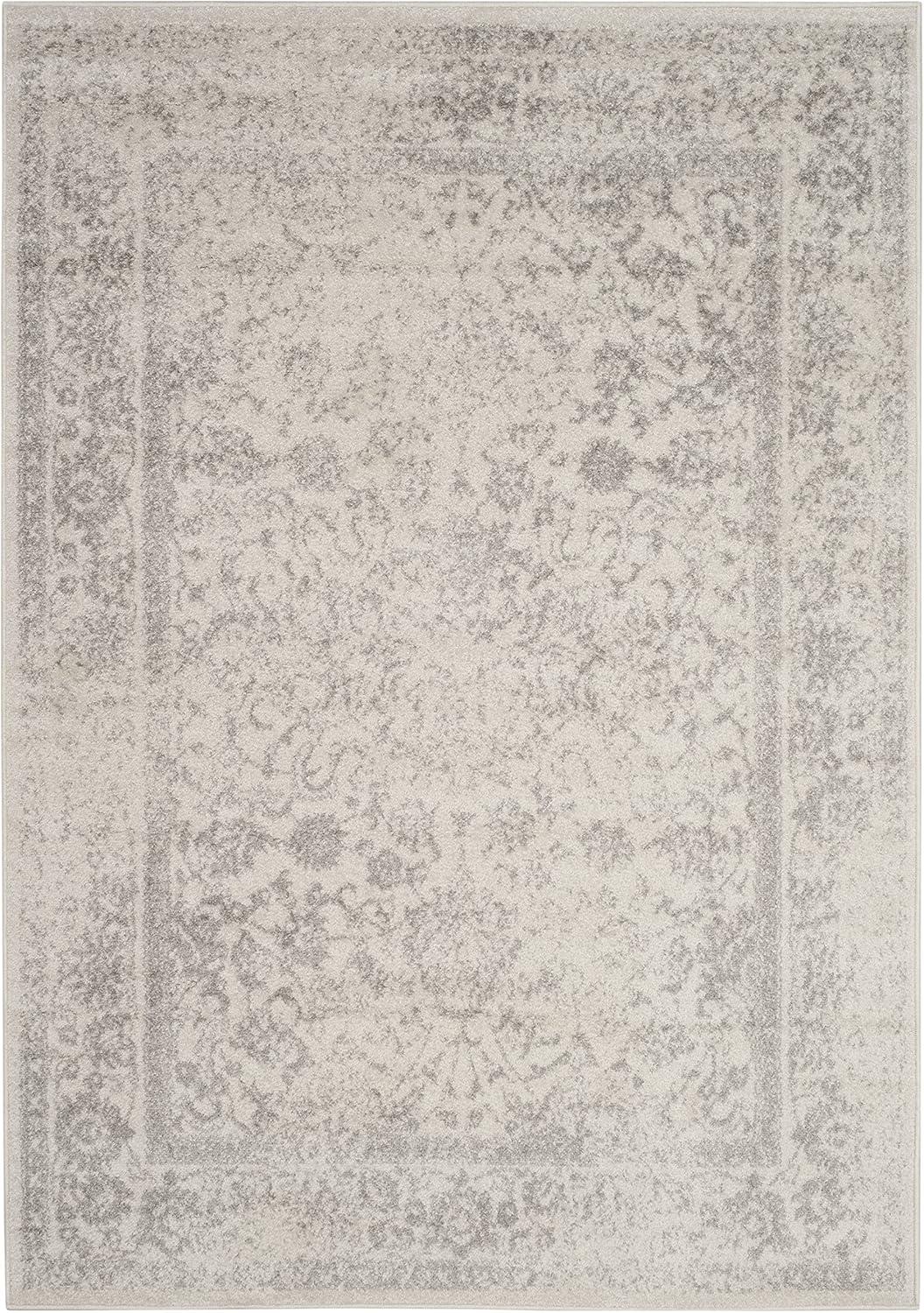 SAFAVIEH Shawn Traditional Faded Area Rug, Ivory/Silver, 4' x 6'