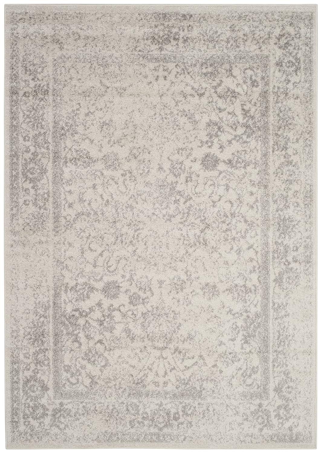 SAFAVIEH Shawn Traditional Faded Area Rug, Ivory/Silver, 4' x 6'
