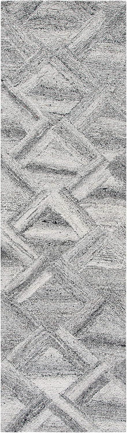 Abstract ABT607 Handmade Indoor Runner - Grey/Black - 2'-3"x8' - Safavieh