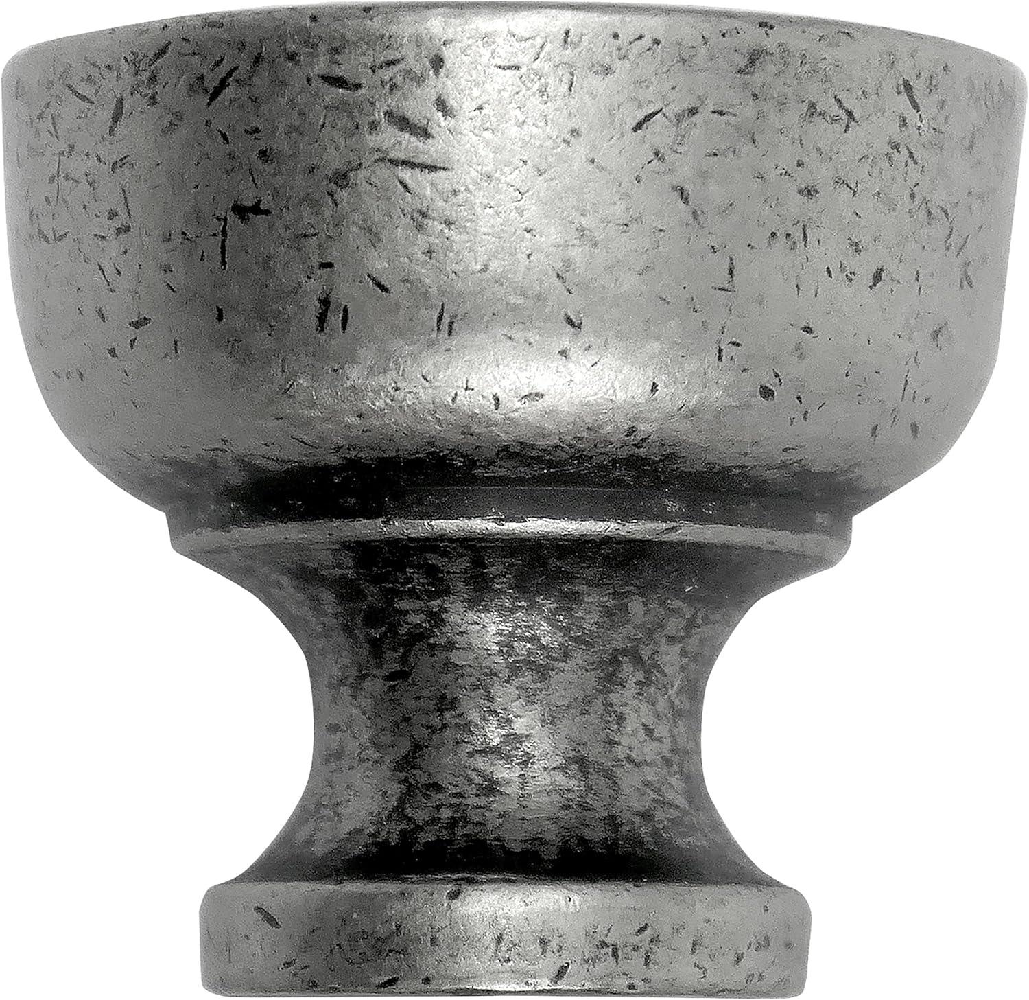 Distressed Pewter Round Metal Cabinet Knob with Mounting Hardware