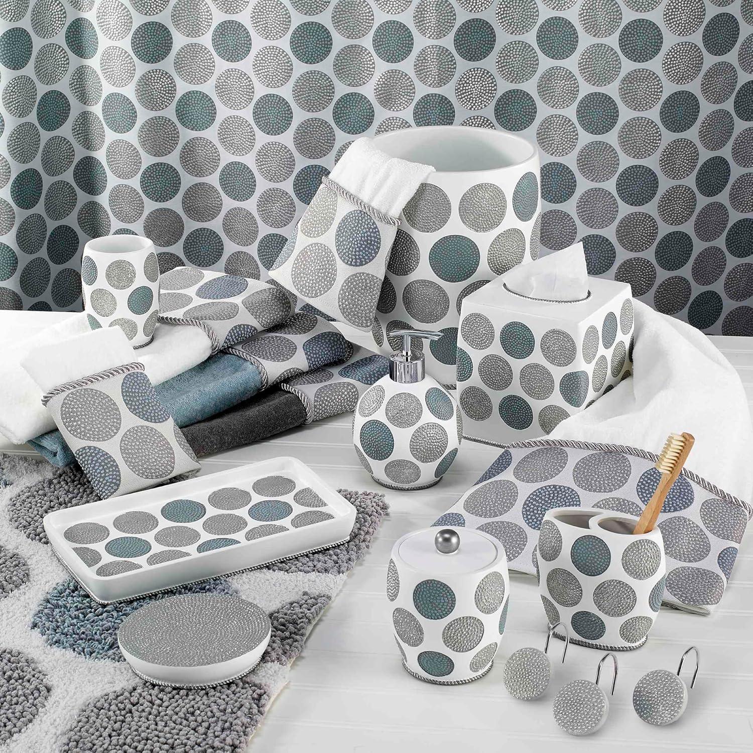 White and Gray Resin Dotted Circles Bath Accessory Set