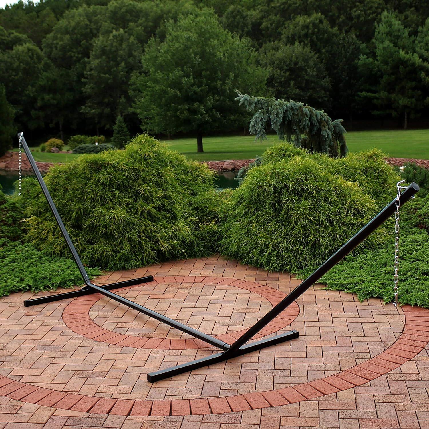 Sunnydaze Large 2-Person Hammock Stand with Heavy-Duty Steel Beam Construction - 400-lb Weight Capacity/15' Stand - Black
