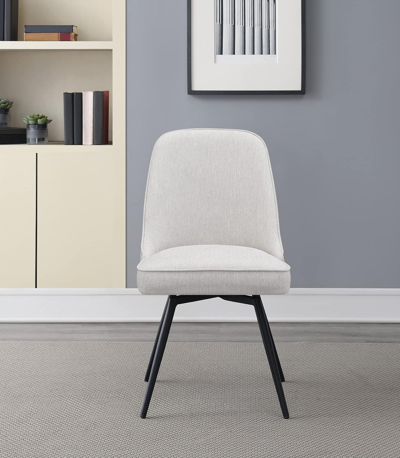 Martel Swivel Chair in Charcoal Herringbone Fabric with Black Legs