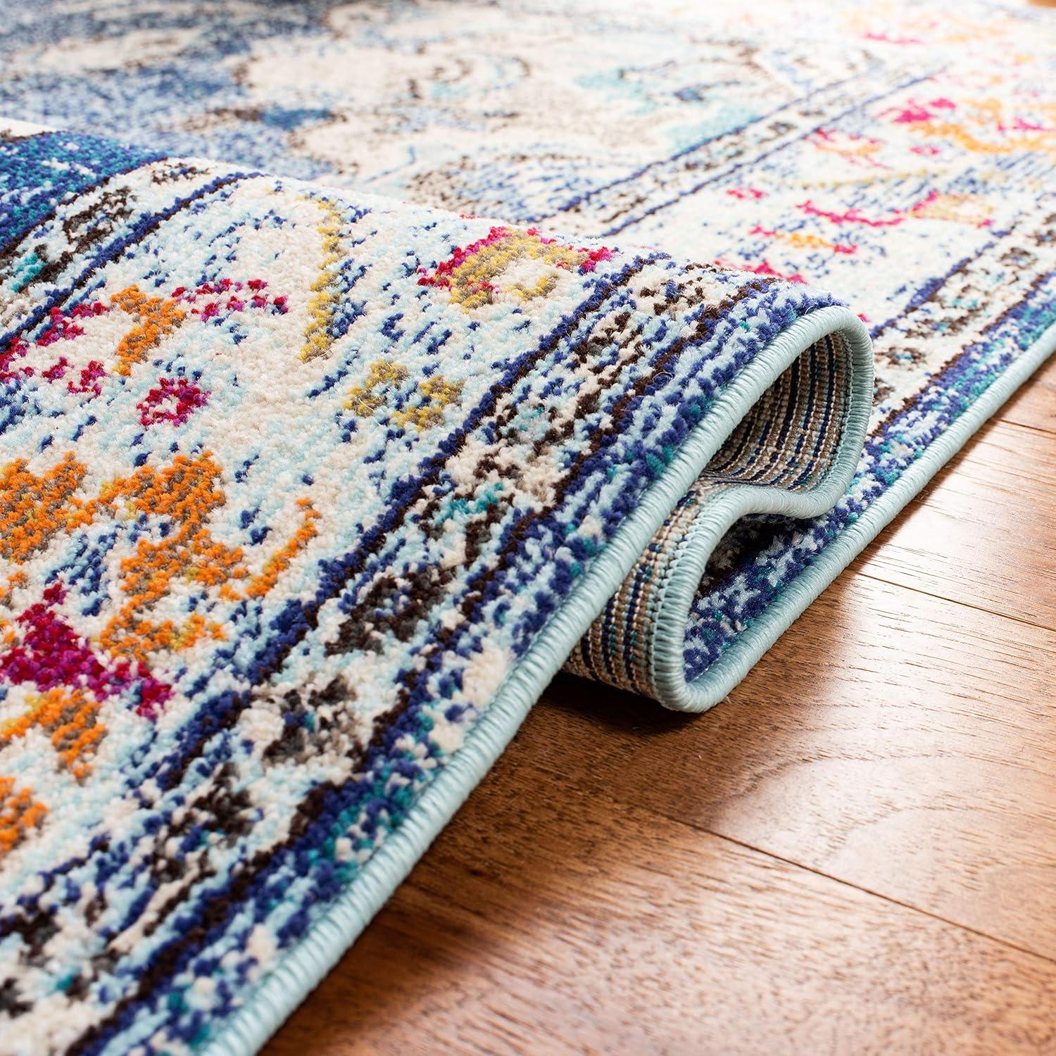 Monaco MNC243 Power Loomed Indoor Accent Rug - Navy/Light Blue - 3'x3' - Safavieh