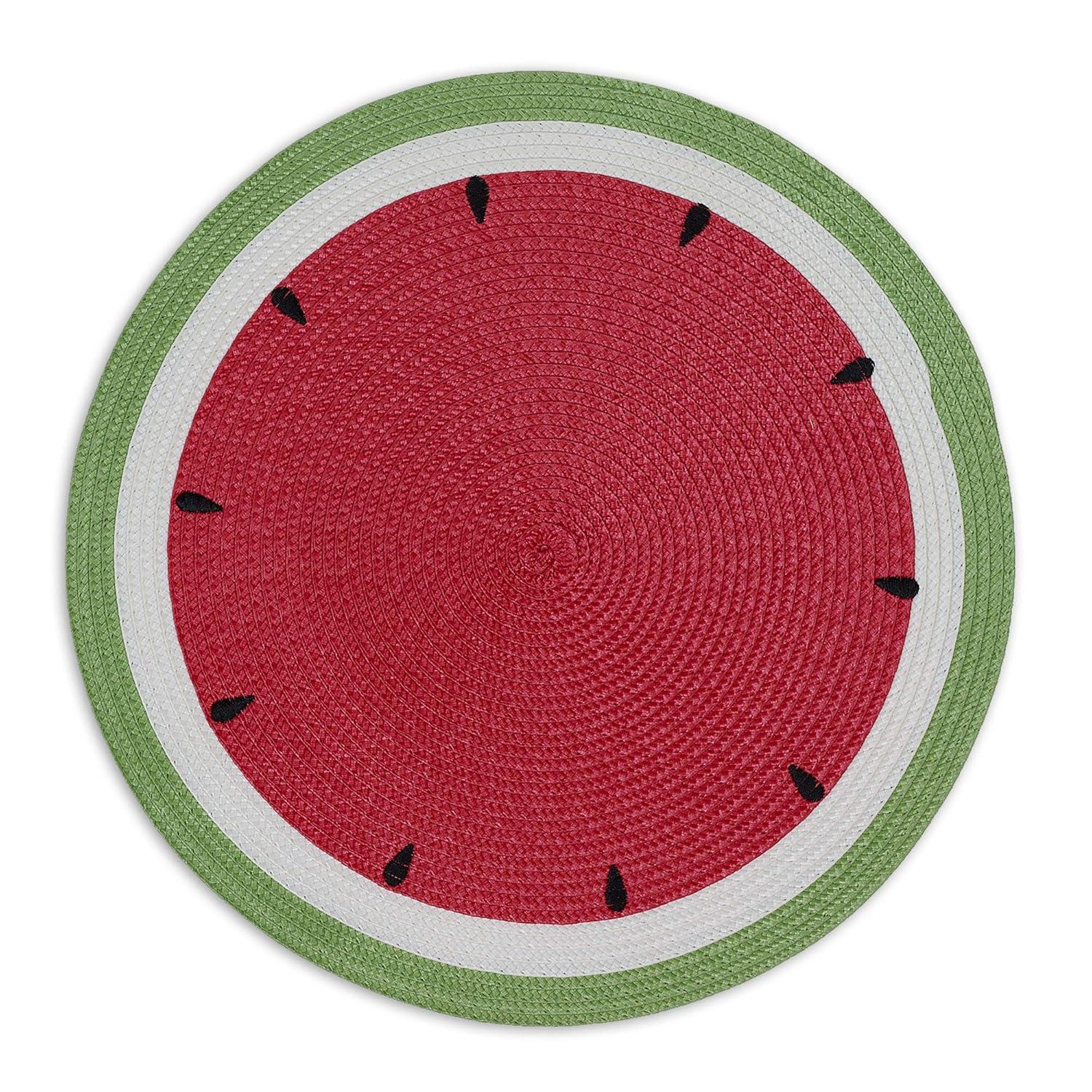 DII Modern Plastic Summer Day Watermelon Placemat in Red (Set of 6)