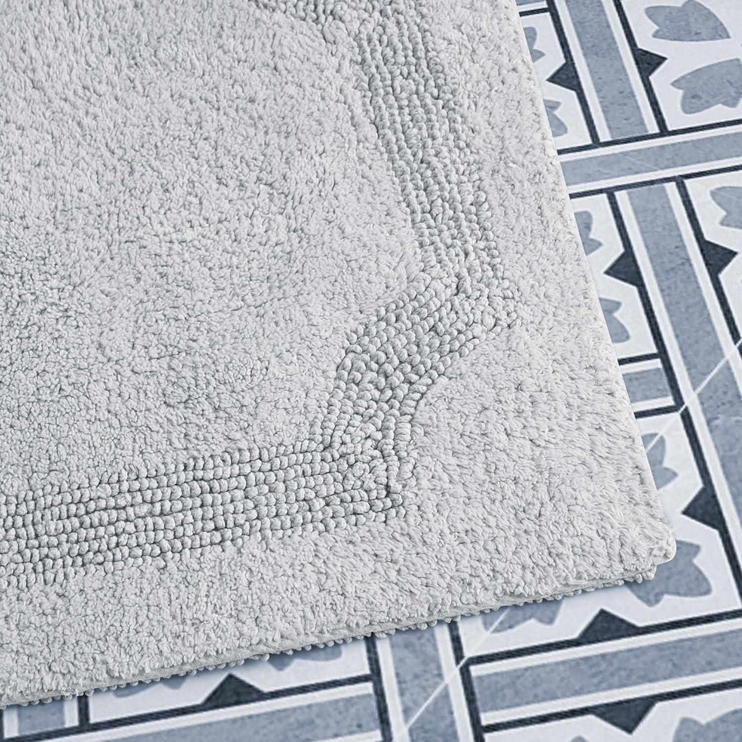Laura Ashley Reversible Cotton 21 x 34 in. Bath Mat, Light Grey