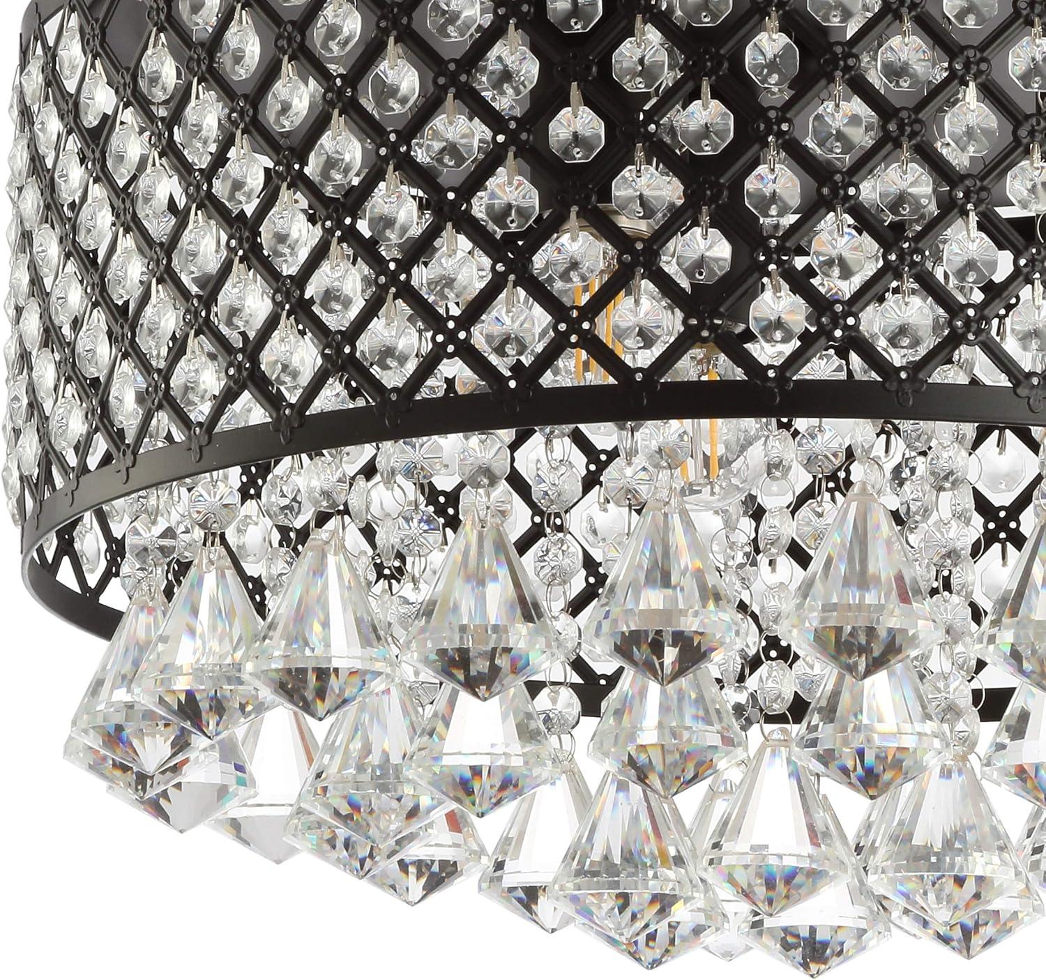 JONATHAN Y Evelyn 3-Light Crystal Drops/Metal LED Flush Mount