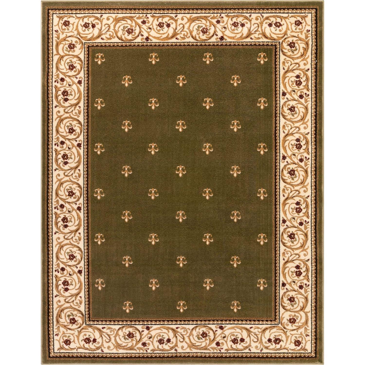 Well Woven Barclay Collection Fleur de Lis Light Blue 7'10" x 9'10" Area Rug - for Living Room, Bedroom, and Dining Room