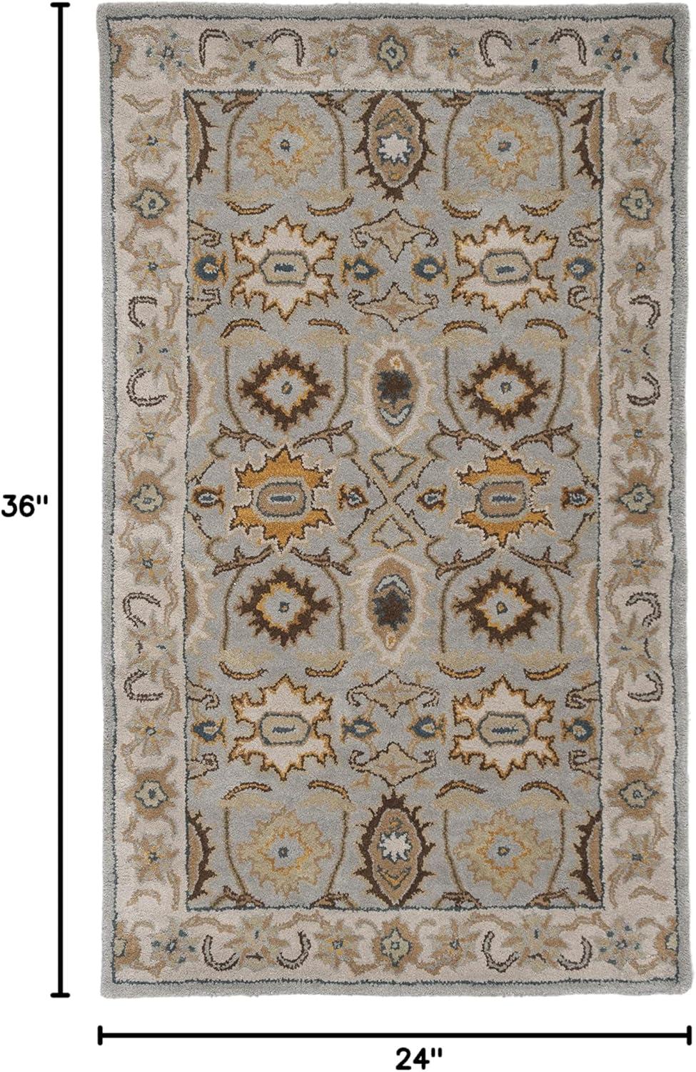 SAFAVIEH Heritage Giles Traditional Wool Area Rug, Light Grey/Grey, 2' x 3'